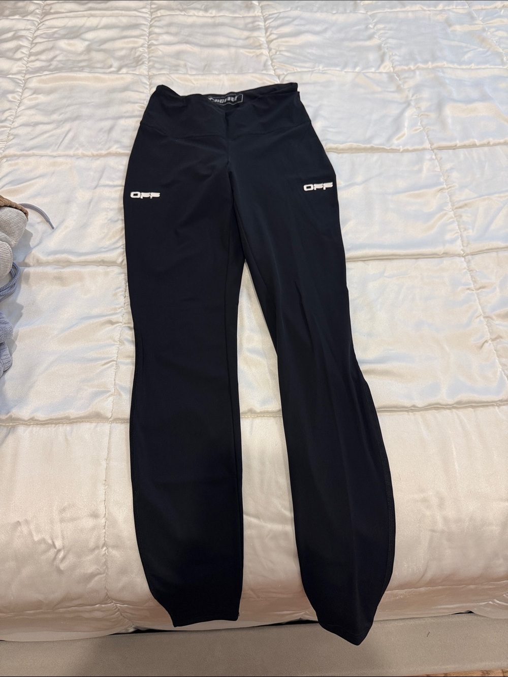 Off-White Black Women's Leggings with White Logo